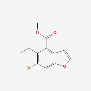 molecular formula C12H11BrO3 B11842093 Methyl 6-bromo-5-ethylbenzofuran-4-carboxylate 