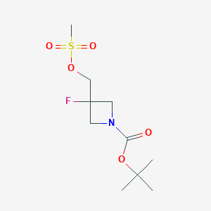 molecular formula C10H18FNO5S B11842126 tert-Butyl 3-fluoro-3-(((methylsulfonyl)oxy)methyl)azetidine-1-carboxylate 