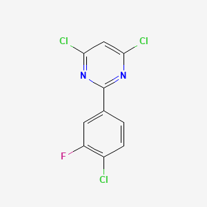 molecular formula C10H4Cl3FN2 B11842228 4,6-Dichloro-2-(4-chloro-3-fluorophenyl)pyrimidine 