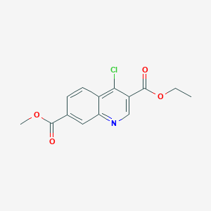 molecular formula C14H12ClNO4 B11842261 3-Ethyl 7-methyl 4-chloroquinoline-3,7-dicarboxylate 