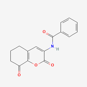 molecular formula C16H13NO4 B11842315 Benzamide, N-(5,6,7,8-tetrahydro-2,8-dioxo-2H-1-benzopyran-3-yl)- CAS No. 142071-43-0