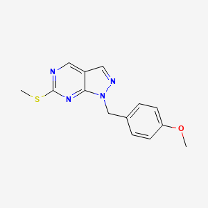 molecular formula C14H14N4OS B11842396 1-(4-Methoxybenzyl)-6-(methylthio)-1H-pyrazolo[3,4-d]pyrimidine 