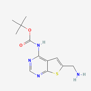 molecular formula C12H16N4O2S B11842491 tert-Butyl (6-(aminomethyl)thieno[2,3-d]pyrimidin-4-yl)carbamate CAS No. 885269-06-7