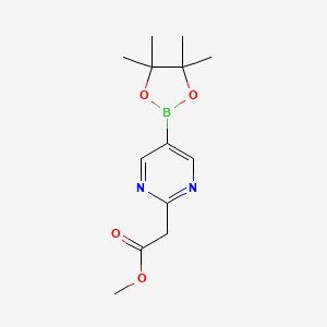 molecular formula C13H19BN2O4 B11842603 Methyl 2-(5-(4,4,5,5-tetramethyl-1,3,2-dioxaborolan-2-yl)pyrimidin-2-yl)acetate 