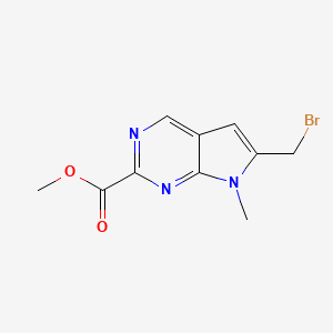 molecular formula C10H10BrN3O2 B11842682 Methyl 6-(bromomethyl)-7-methyl-7H-pyrrolo[2,3-d]pyrimidine-2-carboxylate 