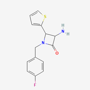 molecular formula C14H13FN2OS B11842815 3-Amino-1-(4-fluorobenzyl)-4-(thiophen-2-yl)azetidin-2-one 