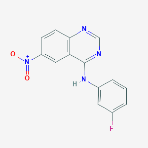 molecular formula C14H9FN4O2 B11842872 N-(3-Fluorophenyl)-6-nitroquinazolin-4-amine 
