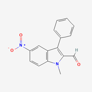 molecular formula C16H12N2O3 B11842932 1-Methyl-5-nitro-3-phenyl-1H-indole-2-carbaldehyde CAS No. 84858-14-0