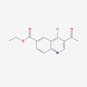 molecular formula C14H12ClNO3 B11843225 Ethyl 3-acetyl-4-chloroquinoline-6-carboxylate 
