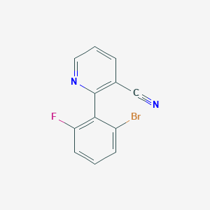 molecular formula C12H6BrFN2 B11843242 2-(2-Bromo-6-fluorophenyl)nicotinonitrile 
