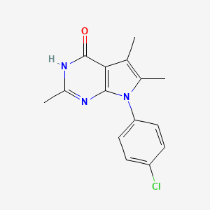molecular formula C15H14ClN3O B11843290 7-(4-Chlorophenyl)-2,5,6-trimethyl-3H-pyrrolo[2,3-d]pyrimidin-4(7H)-one 