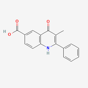 molecular formula C17H13NO3 B11843543 3-Methyl-4-oxo-2-phenyl-1,4-dihydroquinoline-6-carboxylic acid CAS No. 90033-93-5