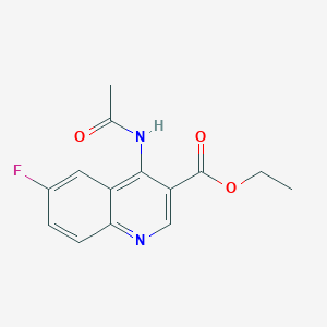 molecular formula C14H13FN2O3 B11843606 Ethyl 4-acetamido-6-fluoroquinoline-3-carboxylate 