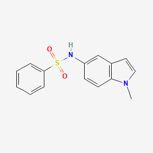 molecular formula C15H14N2O2S B11843665 Benzenesulfonamide, N-(1-methyl-1H-indol-5-yl)- CAS No. 741708-82-7