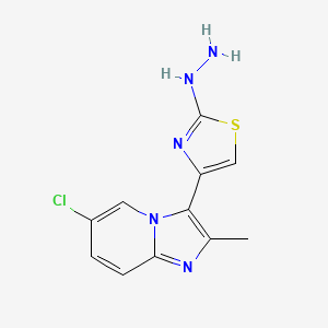 molecular formula C11H10ClN5S B11843737 4-(6-Chloro-2-methylimidazo[1,2-a]pyridin-3-yl)-2-hydrazinylthiazole 