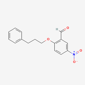 molecular formula C16H15NO4 B11843931 5-Nitro-2-(3-phenylpropoxy)benzaldehyde 