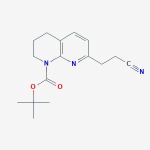 molecular formula C16H21N3O2 B11843953 Tert-butyl 7-(2-cyanoethyl)-3,4-dihydro-1,8-naphthyridine-1(2H)-carboxylate CAS No. 1416438-77-1