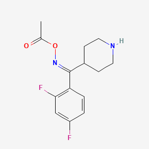 molecular formula C14H16F2N2O2 B11844020 [(E)-[(2,4-difluorophenyl)-piperidin-4-ylmethylidene]amino] acetate 