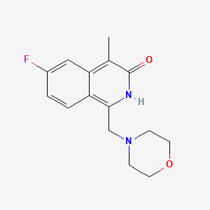 molecular formula C15H17FN2O2 B11844048 6-Fluoro-4-methyl-1-(morpholinomethyl)isoquinolin-3(2H)-one CAS No. 66157-89-9