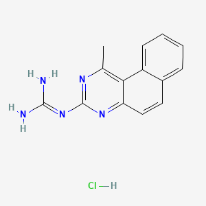 molecular formula C14H14ClN5 B11844162 Benzo(f)quinazoline, 3-guanidino-1-methyl-, hydrochloride CAS No. 1150-41-0