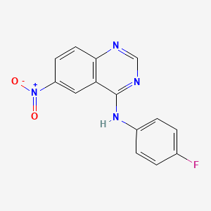 molecular formula C14H9FN4O2 B11844225 N-(4-Fluorophenyl)-6-nitroquinazolin-4-amine 