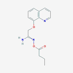 molecular formula C15H17N3O3 B11844238 N'-(Butanoyloxy)[(quinolin-8-yl)oxy]ethanimidamide CAS No. 88758-28-5