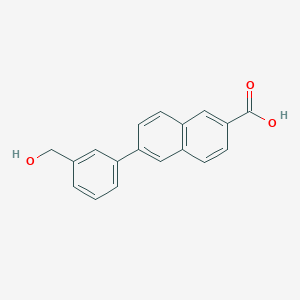 molecular formula C18H14O3 B11844392 6-(3-(Hydroxymethyl)phenyl)-2-naphthoic acid 