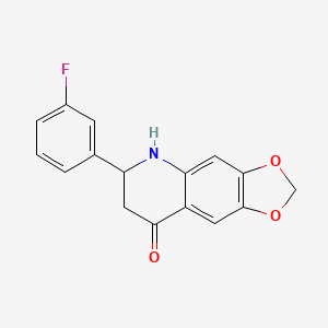 molecular formula C16H12FNO3 B11844419 6-(3-Fluorophenyl)-6,7-dihydro-[1,3]dioxolo[4,5-G]quinolin-8(5H)-one 
