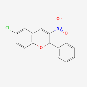 molecular formula C15H10ClNO3 B11844504 6-Chloro-3-nitro-2-phenyl-2H-1-benzopyran CAS No. 57543-85-8