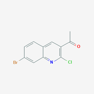 molecular formula C11H7BrClNO B11844542 1-(7-Bromo-2-chloroquinolin-3-yl)ethanone 