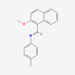 molecular formula C19H17NO B11844647 Benzenamine, N-[(2-methoxy-1-naphthalenyl)methylene]-4-methyl- CAS No. 62595-38-4