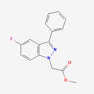 molecular formula C16H13FN2O2 B11844711 Methyl 2-(5-fluoro-3-phenyl-1H-indazol-1-yl)acetate 