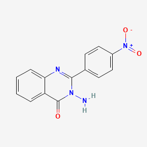 molecular formula C14H10N4O3 B11844758 3-Amino-2-(4-nitrophenyl)quinazolin-4-one CAS No. 63002-71-1