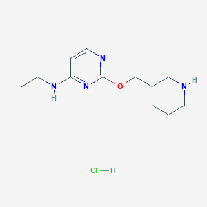 molecular formula C12H21ClN4O B11844774 N-Ethyl-2-(piperidin-3-ylmethoxy)pyrimidin-4-amine hydrochloride 