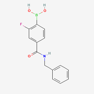 molecular formula C14H13BFNO3 B11844782 (4-(Benzylcarbamoyl)-2-fluorophenyl)boronic acid 
