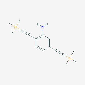 molecular formula C16H23NSi2 B11844790 2,5-Bis(trimethylsilylethynyl)aniline CAS No. 437657-37-9