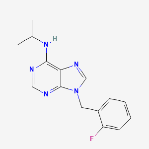 molecular formula C15H16FN5 B11844813 9-[(2-Fluorophenyl)methyl]-N-(propan-2-yl)-9H-purin-6-amine CAS No. 101154-89-6