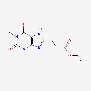 molecular formula C12H16N4O4 B11844943 Ethyl 3-(1,3-dimethyl-2,6-dioxo-2,3,6,7-tetrahydro-1h-purin-8-yl)propanoate CAS No. 5438-75-5