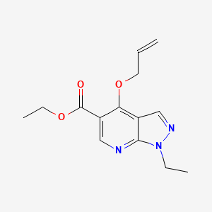 molecular formula C14H17N3O3 B11844955 Ethyl 1-ethyl-4-[(prop-2-en-1-yl)oxy]-1H-pyrazolo[3,4-b]pyridine-5-carboxylate CAS No. 37801-76-6