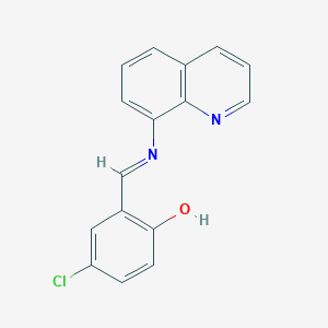 molecular formula C16H11ClN2O B11845083 4-Chloro-2-((quinolin-8-ylimino)methyl)phenol CAS No. 149339-55-9