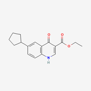 molecular formula C17H19NO3 B11845114 Ethyl 6-cyclopentyl-4-hydroxyquinoline-3-carboxylate CAS No. 55376-52-8