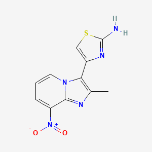 molecular formula C11H9N5O2S B11845227 4-(2-Methyl-8-nitroimidazo[1,2-a]pyridin-3-yl)thiazol-2-amine 