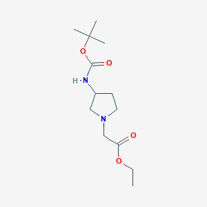 molecular formula C13H24N2O4 B11845230 Ethyl 2-(3-((tert-butoxycarbonyl)amino)pyrrolidin-1-yl)acetate 