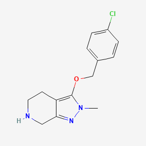 molecular formula C14H16ClN3O B11845356 3-((4-Chlorobenzyl)oxy)-2-methyl-4,5,6,7-tetrahydro-2H-pyrazolo[3,4-c]pyridine 