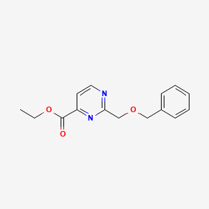 molecular formula C15H16N2O3 B11845365 Ethyl 2-((benzyloxy)methyl)pyrimidine-4-carboxylate CAS No. 1356111-33-5