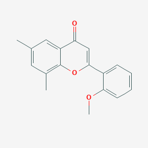 molecular formula C18H16O3 B11845393 4H-1-Benzopyran-4-one, 2-(2-methoxyphenyl)-6,8-dimethyl- CAS No. 88952-89-0