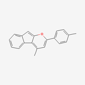 molecular formula C20H16O B11845488 Indeno[2,1-b]pyran, 4-methyl-2-(4-methylphenyl)- CAS No. 62096-46-2