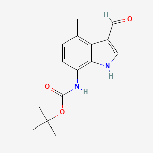 molecular formula C15H18N2O3 B11845527 tert-Butyl (3-formyl-4-methyl-1H-indol-7-yl)carbamate CAS No. 289483-85-8
