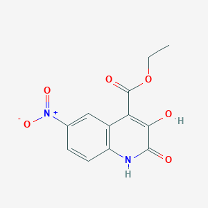 molecular formula C12H10N2O6 B11845555 Ethyl 3-hydroxy-6-nitro-2-oxo-1,2-dihydroquinoline-4-carboxylate 