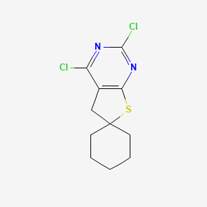 molecular formula C11H12Cl2N2S B11845588 2',4'-Dichloro-5'H-spiro[cyclohexane-1,6'-thieno[2,3-D]pyrimidine] 